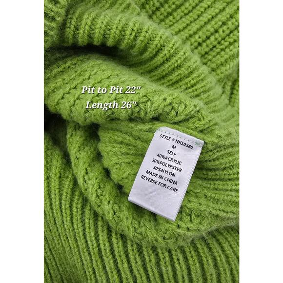 Lumière Grass Green Chunky Knit Sweater – Size Medium - Picture 5 of 5